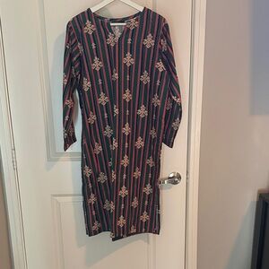 Striped Floral Long Sleeve Dress